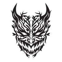 Tribal horned face design with mystical forest theme and symmetrical layout vector