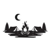 Outdoor Campfire Nighttime Scene Inspired By Remote Campgrounds And Relaxing Nights vector