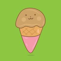 icon of ice cream cone with cartoon face vector