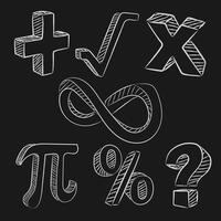 Black background with math symbol icon set vector