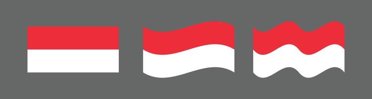 Set of wave design icons featuring Indonesia flag vector