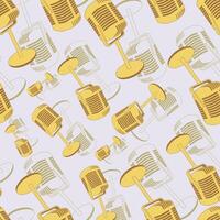 Seamless pattern showing retro condensor microphone layout vector