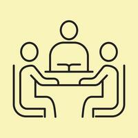 Outline design of three men discussing in meeting vector