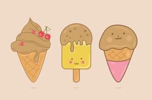 icon of three types of chocolate ice cream in flat design vector