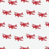 Seamless red airplane pattern with vintage style vector