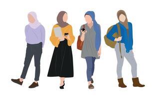 Flat design set of modern hijab styles vector