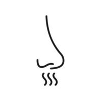 icon of a nose with side line style representing breathing vector