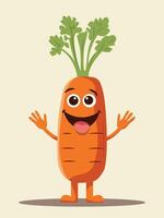 Cartoon-style carrot with a smiling face illustration vector