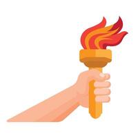 Flat design of hand holding fire torch icon vector