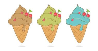 icon of three-color ice cream design vector
