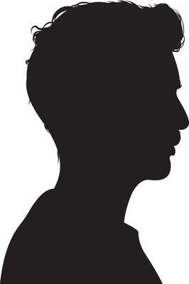 Silhouette of man face from side view