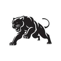 design of panther jumping silhouette in action vector
