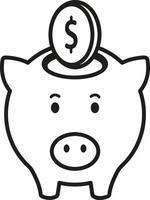 Front view line design of piggy bank logo vector