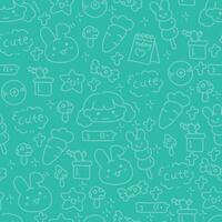 Cute carrot doodle pattern with bright green design vector