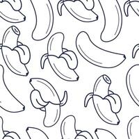 Seamless banana fruit pattern in line drawing vector