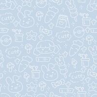 Cute blue carrot doodle pattern for decoration design vector