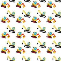 pattern with excavator and loader illustrations vector