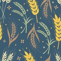 Dark background with wheat pattern color design vector