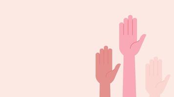 hand raised upward with a clean background symbolizing support unity volunteer participation voting asking question or awareness campaign in a minimal flat style. video