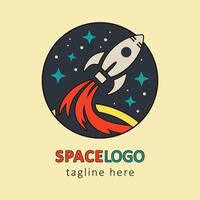 Flat design logo illustration of a rocket spaceship vector