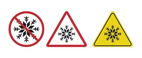 Set of snow sign icons with circle and triangle shapes vector