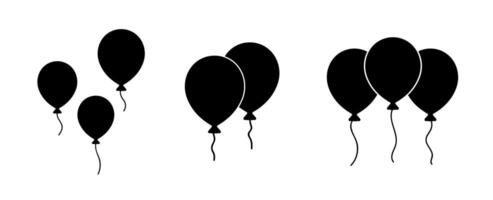 black icon set of different balloon types vector