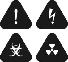 Set of black caution and danger warning signs vector