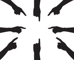 Silhouette icon of hand pointing towards center vector