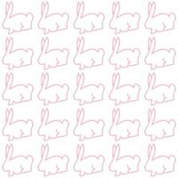 Cute pink rabbit pattern with line outline vector