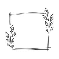 Hand-drawn frame made of decorative leafy elements vector