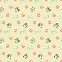 Flat design of yellow paw print pattern for pets vector