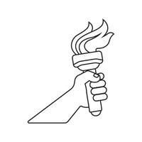 Outline design of hand holding fire torch vector