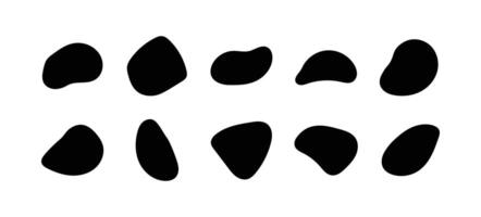 icon set of black blob-shaped drops in various designs vector