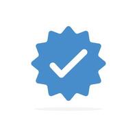 Verification badge with blue checkmark symbol vector