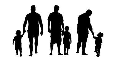Silhouette of a father and son holding hands vector