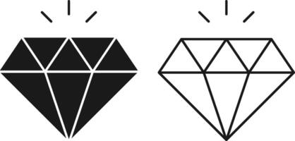 Set of icons representing various diamond and gem designs vector