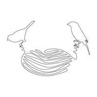 line icon of a bird's nest with a simple design vector