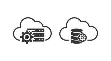 Set of cloud database icons for storage system vector