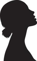 Silhouette of womans face from side view vector