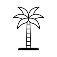 Outline style palm tree icon for tropical themes vector