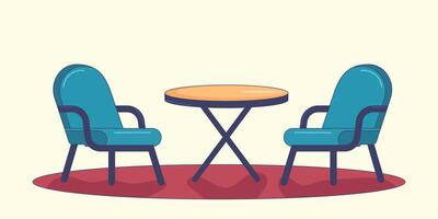 design of a cafe table with two chairs vector