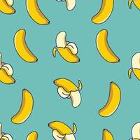 Yellow banana pattern in fun flat style vector