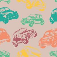 Pattern showing small classic cars in color vector