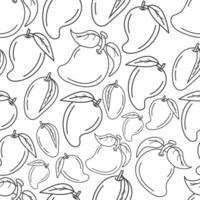 Mango fruit pattern in black line style vector