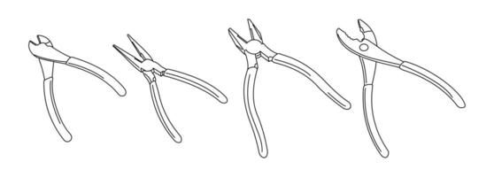 Outline of pliers tool side view vector