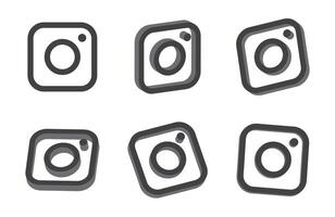 Camera icon set with 3D drawing effect vector