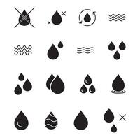 Set of bold black water drop symbols vector