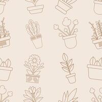 Semi brown outline design for a plant pot vector