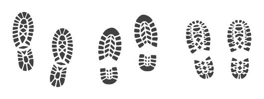 Set of shoe print icons showing three walking pairs vector