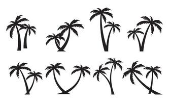 Set of palm tree silhouettes for tropical design use vector